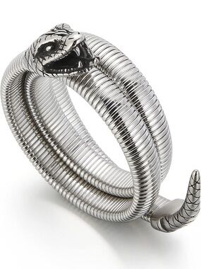 Stainless Steel Silver Snake Head Bracelet Unisex Men Women